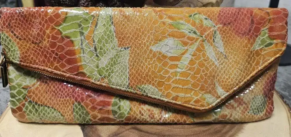 HOBO International Multicolor Summer Bloom Leather Floral Foldover Clutch NWOT